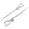 Sterling Silver Long Earring, Butterfly Design, Polished, Rhodium Finish, 02.186.0090