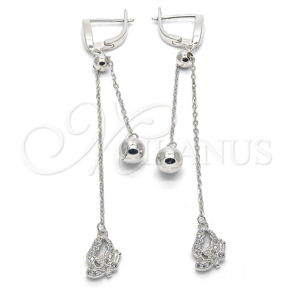 Sterling Silver Ring — Long Earring with White Cubic Zirconia Polished 02. — main product view — SKU 123371 | Plata 925 anillo — Long Earring with blanco Cubic Zirconia pulido 02. — SKU 123371