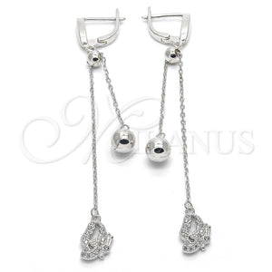 Sterling Silver Ring — Long Earring with White Cubic Zirconia Polished 02. — main product view — SKU 123371 | Plata 925 anillo — Long Earring with blanco Cubic Zirconia pulido 02. — SKU 123371