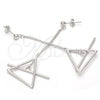 Sterling Silver Long Earring, Polished, Rhodium Finish, 02.186.0093