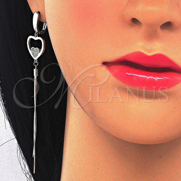 Sterling Silver Ring — Long Earring Heart Design with White Micro Pave — alternate product view — SKU 123374 | Plata 925 anillo — Long Earring corazón diseño with blanco Micro Pave — SKU 123374