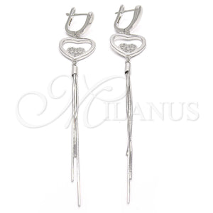 Sterling Silver Ring — Long Earring Heart Design with White Micro Pave — main product view — SKU 123374 | Plata 925 anillo — Long Earring corazón diseño with blanco Micro Pave — SKU 123374
