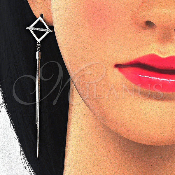 Sterling Silver Ring — Long Earring with White Cubic Zirconia Polished 02. — alternate product view — SKU 123375 | Plata 925 anillo — Long Earring with blanco Cubic Zirconia pulido 02. — SKU 123375