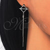 Sterling Silver Long Earring, with White Cubic Zirconia, Polished, Rhodium Finish, 02.186.0095