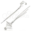 Sterling Silver Long Earring, with White Cubic Zirconia, Polished, Rhodium Finish, 02.186.0095