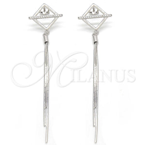 Sterling Silver Ring — Long Earring with White Cubic Zirconia Polished 02. — main product view — SKU 123375 | Plata 925 anillo — Long Earring with blanco Cubic Zirconia pulido 02. — SKU 123375