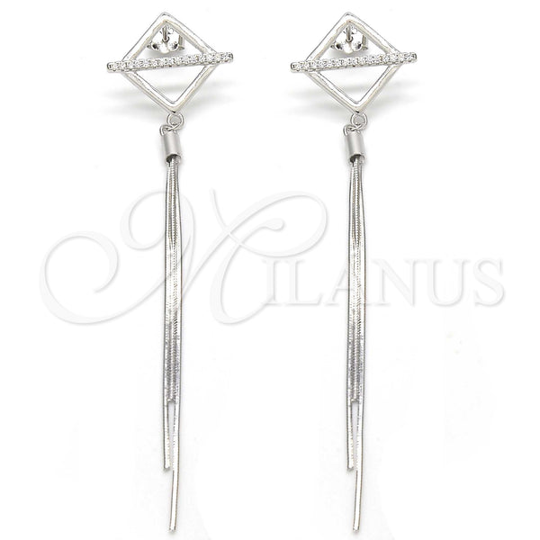 Sterling Silver Ring — Long Earring with White Cubic Zirconia Polished 02. — main product view — SKU 123375 | Plata 925 anillo — Long Earring with blanco Cubic Zirconia pulido 02. — SKU 123375