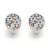 Sterling Silver Huggie Hoop, with Multicolor Cubic Zirconia, Polished, Rhodium Finish, 02.186.0102.12