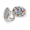Sterling Silver Huggie Hoop, with Multicolor Cubic Zirconia, Polished, Rhodium Finish, 02.186.0102.12