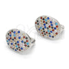 Sterling Silver Huggie Hoop, with Multicolor Cubic Zirconia, Polished, Rhodium Finish, 02.186.0102.12