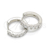 Sterling Silver Huggie Hoop, with White Cubic Zirconia, Polished, Rhodium Finish, 02.186.0105.15