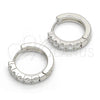 Sterling Silver Huggie Hoop, with White Cubic Zirconia, Polished, Rhodium Finish, 02.186.0105.15