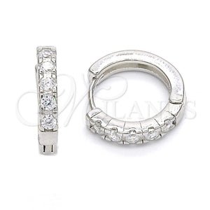 Sterling Silver Hoop Earrings — Huggie Hoop with White Cubic Zirconia Polished 02. — main product view — SKU 123386 | Plata 925 aretes de aro — Huggie Hoop with blanco Cubic Zirconia pulido 02. — SKU 123386