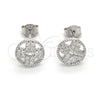 Sterling Silver Stud Earring, with White Cubic Zirconia, Polished, Rhodium Finish, 02.186.0106