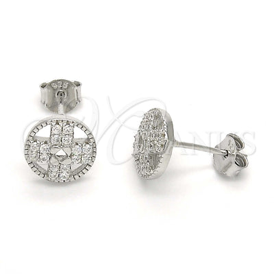 Sterling Silver Stud Earring, with White Cubic Zirconia, Polished, Rhodium Finish, 02.186.0106 for wholesale, main product view