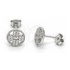 Sterling Silver Stud Earring, with White Cubic Zirconia, Polished, Rhodium Finish, 02.186.0106