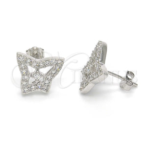 Sterling Silver Ring — Stud Earring Butterfly Design with White Cubic Zirconia — main product view — SKU 123389 | Plata 925 anillo — Stud Earring Butterfly diseño with blanco Cubic Zirconia — SKU 123389