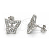 Sterling Silver Stud Earring, Butterfly Design, with White Cubic Zirconia, Polished, Rhodium Finish, 02.186.0108