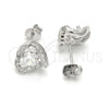 Sterling Silver Stud Earring, with White Cubic Zirconia, Polished, Rhodium Finish, 02.186.0109