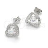 Sterling Silver Stud Earring, with White Cubic Zirconia, Polished, Rhodium Finish, 02.186.0109