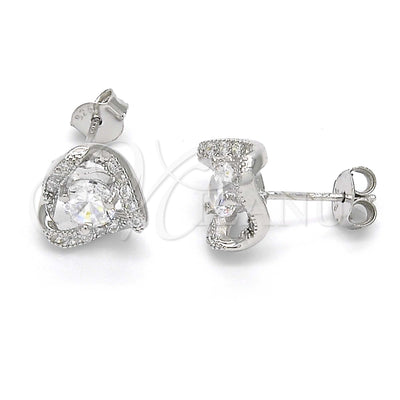 Sterling Silver Stud Earring, with White Cubic Zirconia, Polished, Rhodium Finish, 02.186.0109 for wholesale, main product view