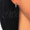 Sterling Silver Huggie Hoop, with White Micro Pave, Polished, Rhodium Finish, 02.186.0110.12