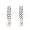 Sterling Silver Huggie Hoop, with White Micro Pave, Polished, Rhodium Finish, 02.186.0110.12