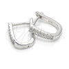 Sterling Silver Huggie Hoop, with White Micro Pave, Polished, Rhodium Finish, 02.186.0110.12