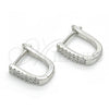 Sterling Silver Huggie Hoop, with White Micro Pave, Polished, Rhodium Finish, 02.186.0110.12