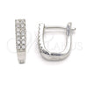 Sterling Silver Huggie Hoop, with White Micro Pave, Polished, Rhodium Finish, 02.186.0110.12