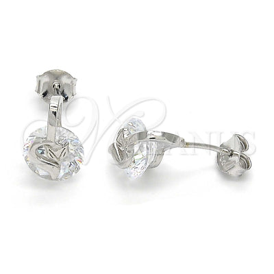 Sterling Silver Stud Earring, with White Cubic Zirconia, Polished, Rhodium Finish, 02.186.0111 for wholesale, main product view