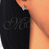 Sterling Silver Stud Earring, with White Micro Pave, Polished, Rhodium Finish, 02.186.0112