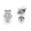 Sterling Silver Stud Earring, with White Micro Pave, Polished, Rhodium Finish, 02.186.0112