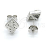 Sterling Silver Stud Earring, with White Micro Pave, Polished, Rhodium Finish, 02.186.0112