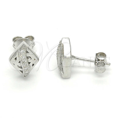 Sterling Silver Stud Earring, with White Micro Pave, Polished, Rhodium Finish, 02.186.0112 for wholesale, main product view