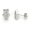 Sterling Silver Stud Earring, with White Micro Pave, Polished, Rhodium Finish, 02.186.0112