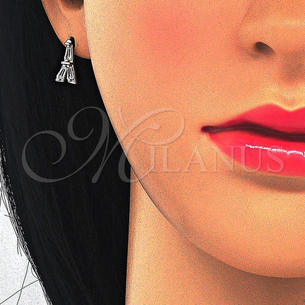 Sterling Silver Ring — Stud Earring Eiffel Tower Design with White Cubic — alternate product view — SKU 123396 | Plata 925 anillo — Stud Earring Eiffel Tower diseño with blanco Cubic — SKU 123396