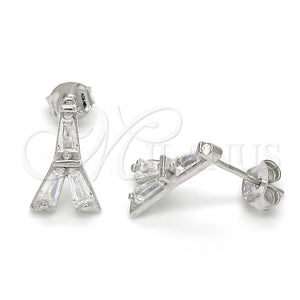 Sterling Silver Ring — Stud Earring Eiffel Tower Design with White Cubic — main product view — SKU 123396 | Plata 925 anillo — Stud Earring Eiffel Tower diseño with blanco Cubic — SKU 123396