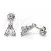 Sterling Silver Stud Earring, Eiffel Tower Design, with White Cubic Zirconia, Polished, Rhodium Finish, 02.186.0115