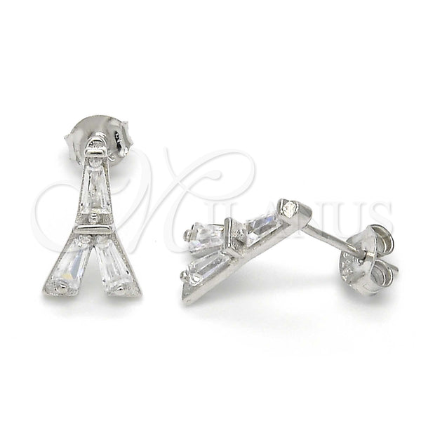 Sterling Silver Ring — Stud Earring Eiffel Tower Design with White Cubic — main product view — SKU 123396 | Plata 925 anillo — Stud Earring Eiffel Tower diseño with blanco Cubic — SKU 123396