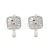 Sterling Silver Huggie Hoop, with Multicolor Cubic Zirconia, Polished, Rhodium Finish, 02.186.0116.12