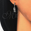 Sterling Silver Dangle Earring, with White Cubic Zirconia and White Crystal, Polished, Rhodium Finish, 02.186.0117