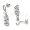 Sterling Silver Dangle Earring, with White Cubic Zirconia and White Crystal, Polished, Rhodium Finish, 02.186.0117