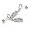 Sterling Silver Dangle Earring, with White Cubic Zirconia and White Crystal, Polished, Rhodium Finish, 02.186.0117
