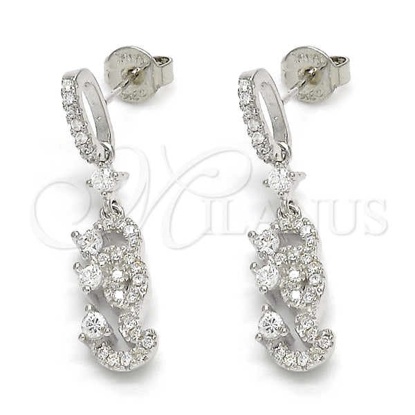 Sterling Silver Ring — Dangle Earring with White Cubic Zirconia and White — main product view — SKU 123398 | Plata 925 anillo — Dangle Earring with blanco Cubic Zirconia and blanco — SKU 123398
