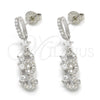 Sterling Silver Dangle Earring, with White Cubic Zirconia and White Crystal, Polished, Rhodium Finish, 02.186.0117