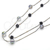 Oro Laminado Fancy Necklace, Gold Filled Style with Black Crystal, Polished, Golden Finish, 04.321.0023.32 (01 MM Thickness, 32 Inches Length)