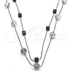 Oro Laminado Fancy Necklace, Gold Filled Style with Black Crystal, Polished, Golden Finish, 04.321.0023.32 (01 MM Thickness, 32 Inches Length)