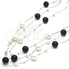 Rhodium Gold Filled Fancy Necklace, with Black Pearl, Polished, Rhodium Finish, 04.321.0025.3.30 (01 MM Thickness, 30 Inches Length)