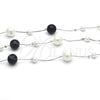 Rhodium Gold Filled Fancy Necklace, with Black Pearl, Polished, Rhodium Finish, 04.321.0025.3.30 (01 MM Thickness, 30 Inches Length)